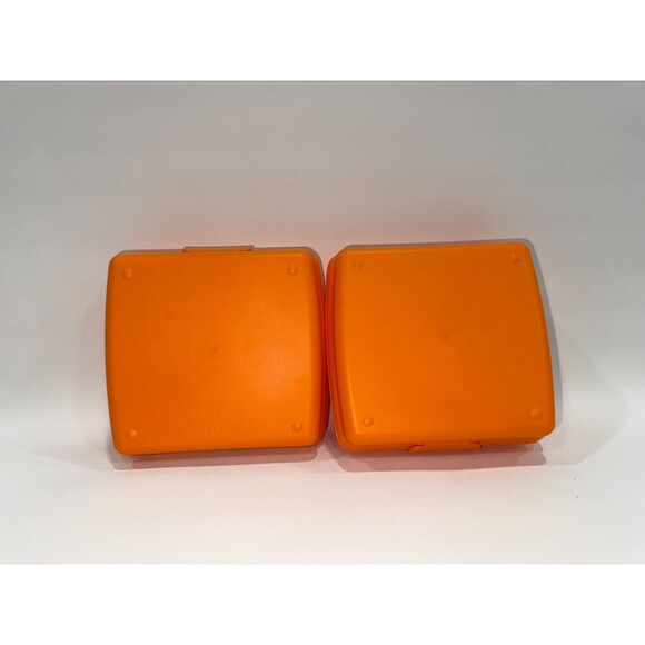 Tupperware Sandwich Keeper Set of 2 Clamshell Orange Container 3752A-1 - Picture 3 of 6